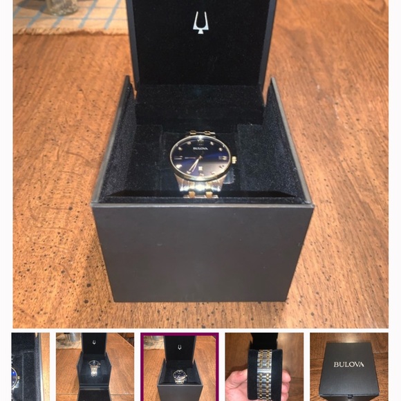 Men’s Bulova watch- two tone (blue face). *Diamond accent as shown - Picture 2 of 6